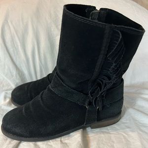 Faded Glory Mid Calf Boots Fringe Faux Suede size 9